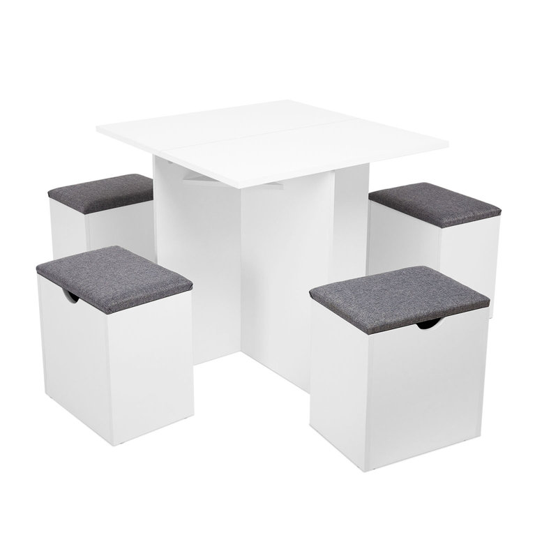 Hateme 4 - Person Dining Set, White , White/Grey