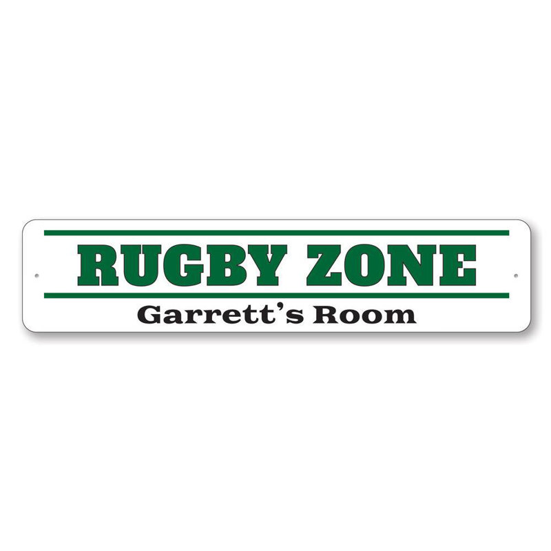 Plaque en aluminium personnalisée Rugby Zone, H 6 po x l 24 po x P 0,063 po