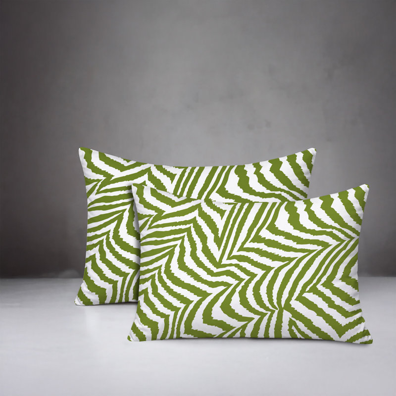 Coussin intérieur / extérieur à imprimé zébré Lola, 25x18, Chartreuse