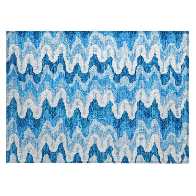 Washable Abstract Indoor / Outdoor Rug, Rectangle 1'8" x 2'6"