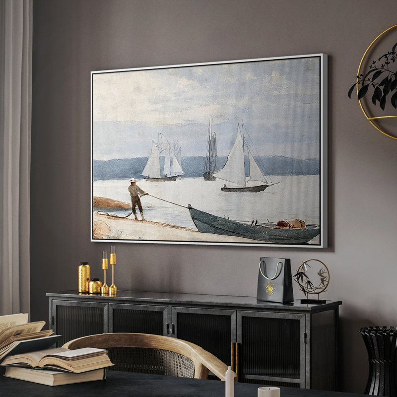 «Vintage Nautical Print-LXV III» sur, Toile encadrée flottée blanche, H 17 po x l 25 po