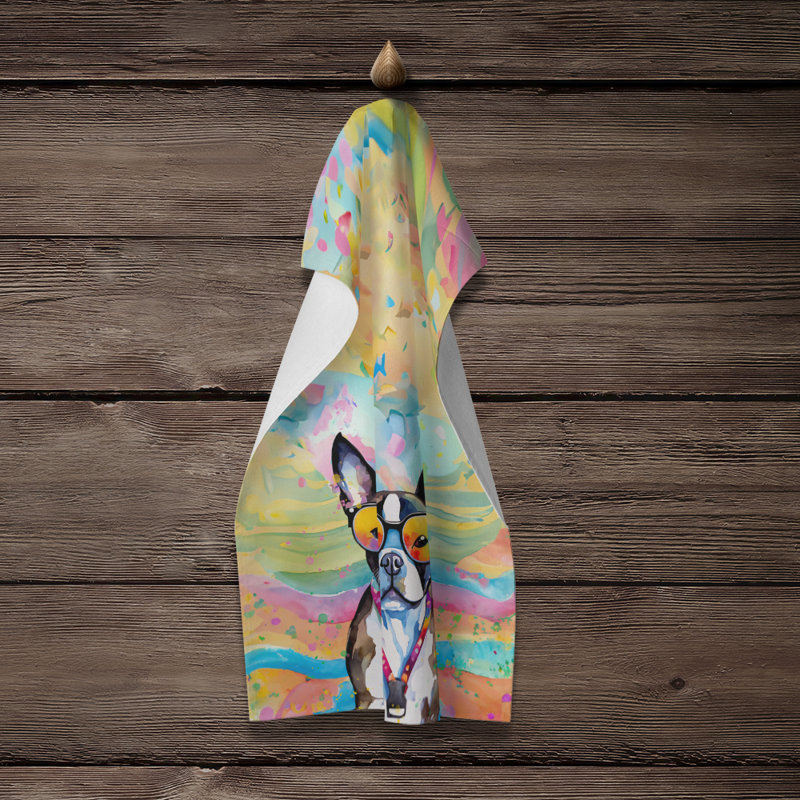 Serviette de cuisine Boston Terrier Hippie Dawg