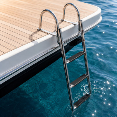 Échelle de bateau télescopique à 4 marches, échelle de quai pliante en acier inoxydable 304