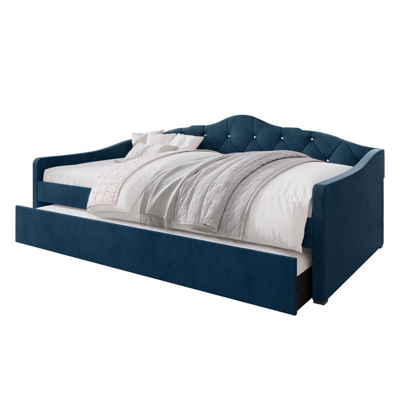 Caitronia Upholstered Daybed, Navy Blue