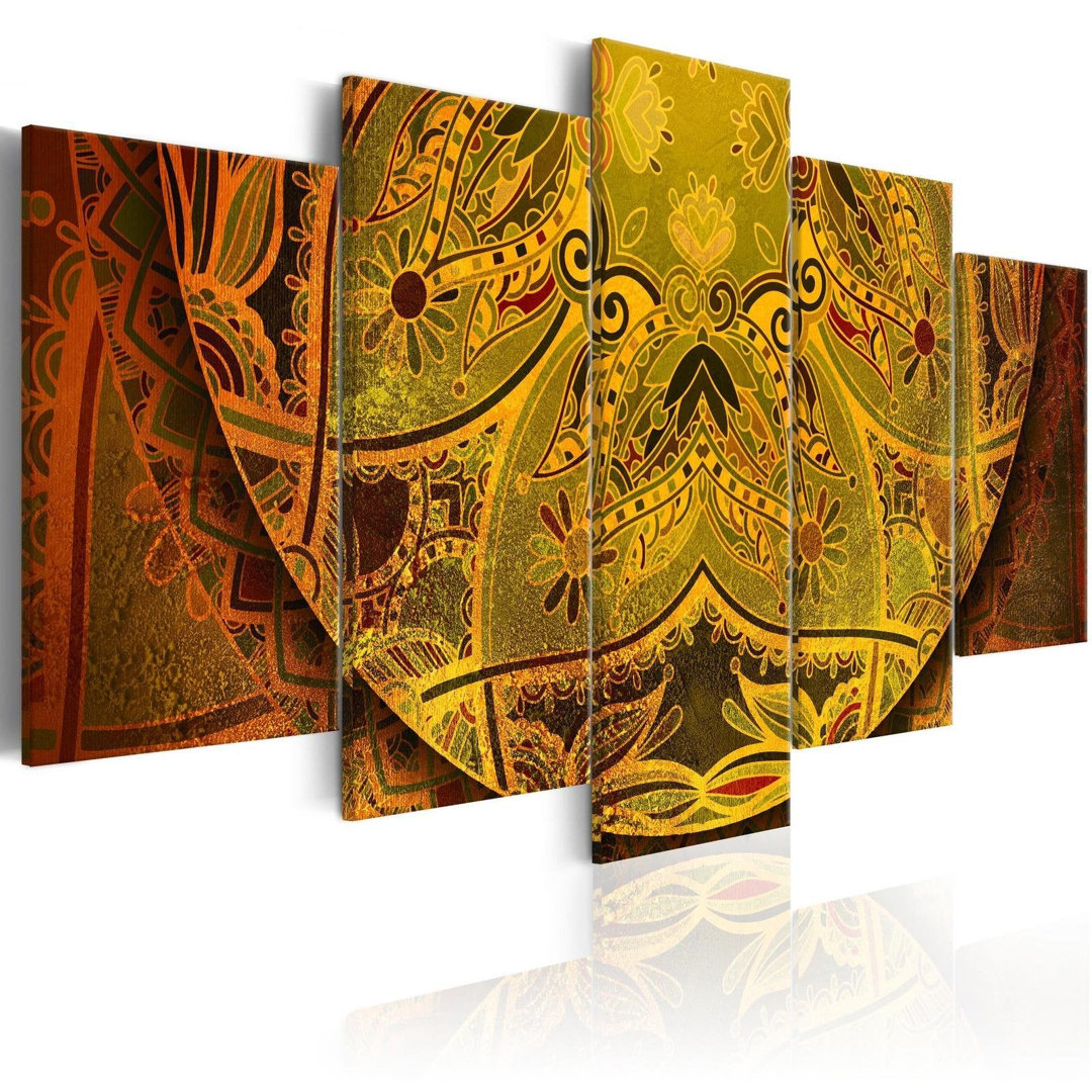 Mandala: Golden Power - 5 Piece Wrapped Canvas Graphic Art Set Bungalow Rose Size: 20" H x 40" W x 1" D