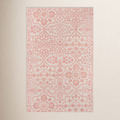Tapis rose / ivoire en laine touffeté à la main Cece