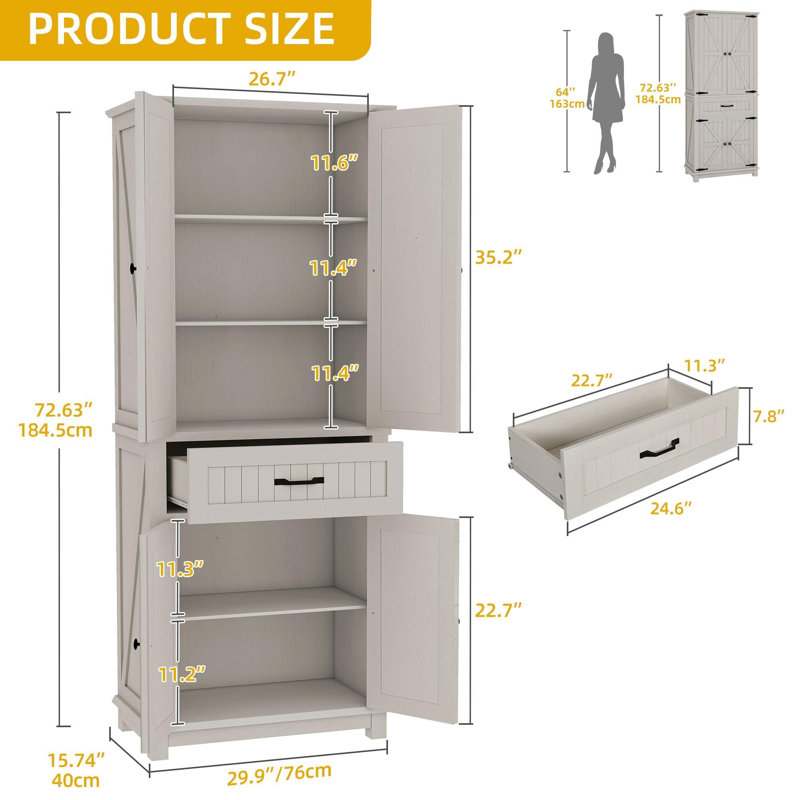 Armoire de cuisine 72 po, Chêne blanc