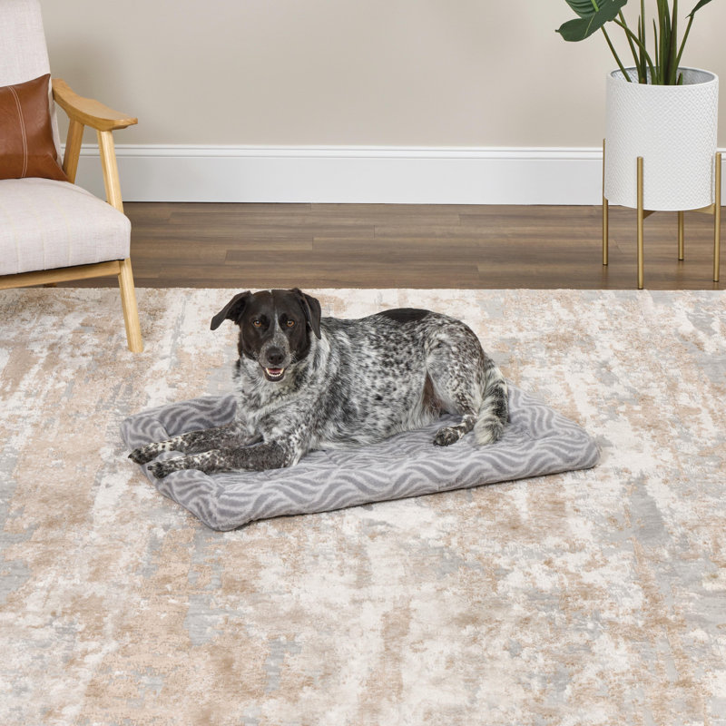 Gray Cotton Blend Rectangular Pet Bed for Medium Dogs