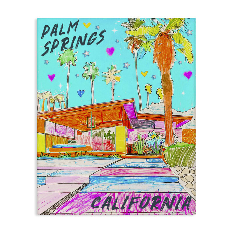 Palm Springs Villa Doodle Canvas Wall Art by Jess Stempel, 48" H x 36" W