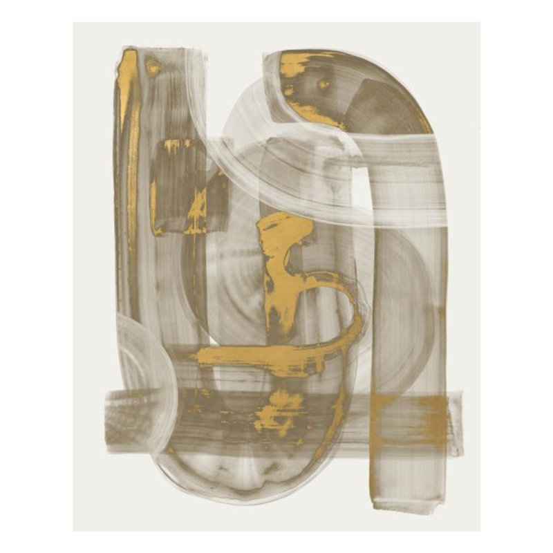 Stroke Layering In Gold L Painting by Guseul Park, 50" H x 40" W x 1.5" D, Gilded Gold