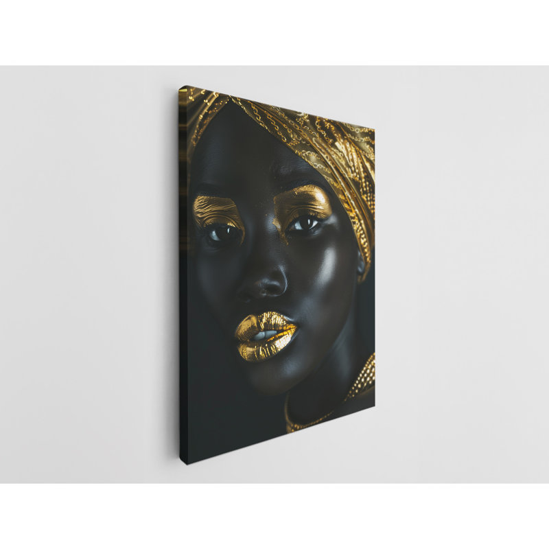 Femme avec accents dorés, impression sur toile de fond arrière, décoration murale moderne pour la maison et le bureau