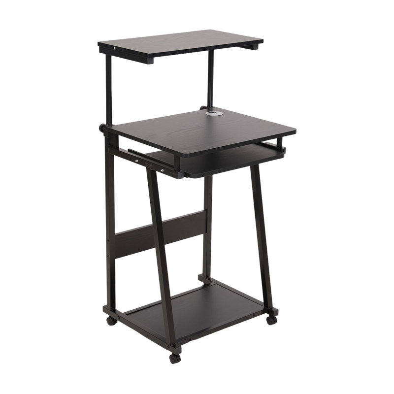 Black Height Adjustable Mobile Computer Desk