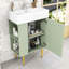 Meuble-lavabo simple autoportant moderne avec plateau en céramique, porte à fermeture en douceur et grand rangement Jarrow-1321568723