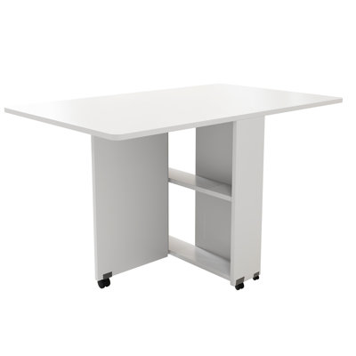 White Space - Saving Folding Drop Leaf Table With 6 And 2 Layer Storage, 47.2x23.6x30.3 Inches, For Various Applications Dining Braked 23.6 Inch W, Ideal Small Rooms Multiple Uses