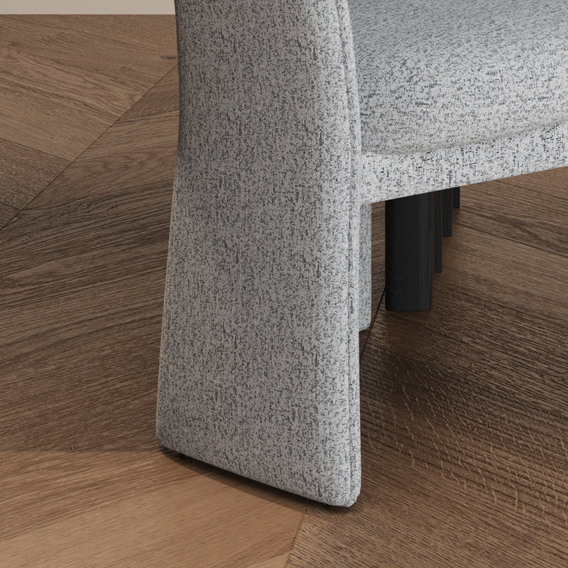 Ensemble de 4 chaises de salle à manger rembourrées modernes en chenille 22,1 po , White/Black