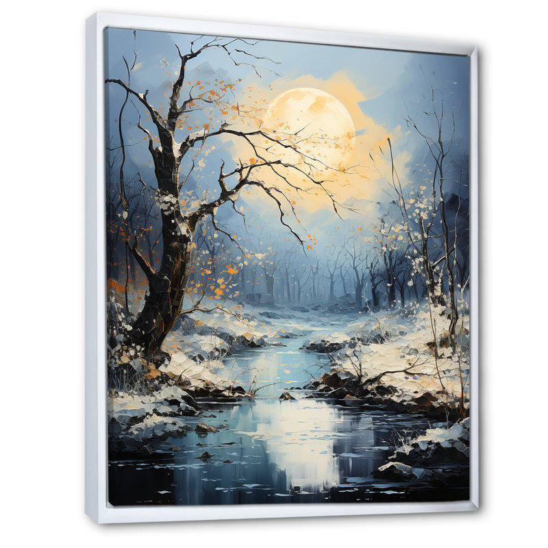 Moonlit Shadows In Winter II sur toile, Cadre flottant blanc, H 44 po x l 34 po x P 1,5 po