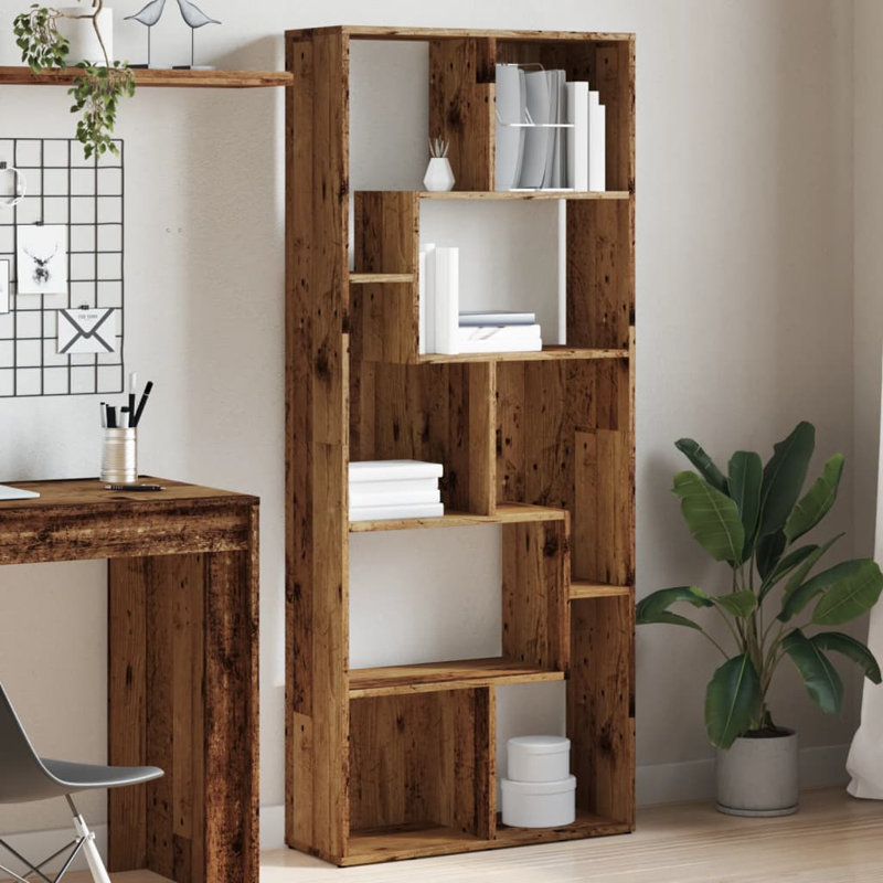 161cm H x 67cm W Geometric Bookcase, Old Wood