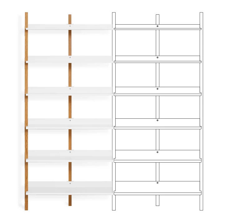 Browser Solid Wood Bookcase, (6 Shelves) 82" H x 37" W x 17" D, Walnut/Oblivion