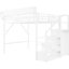 Grand lit mezzanine grand avec escalier, tablettes de rangement et garde-robe, métal blanc, conception stable, capacité de 400 lb, espace polyvalent encastré de 54,3 po sous la pièce-2013594079-2013594074