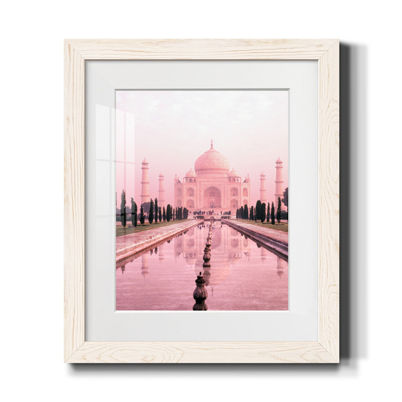 Taj Mahal en rose clair - reproduction de cadre photo, H 20 po x l 17 po x P 1,5 po, Blanc