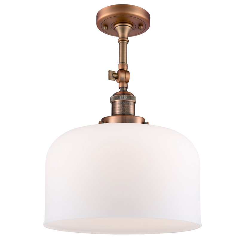 Plafonnier semi-encastré 1 lumière 12 po Temescal, Cuivre antique, Blanc mat, Ampoule DEL 6 watts Vinage