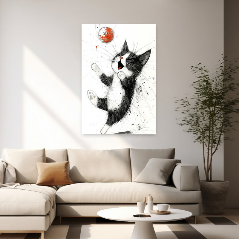 «Playful Kitten Joy Energetic Playful», art mural fantaisiste, 60" H x 40" W