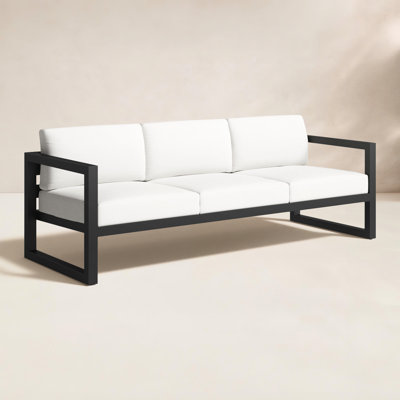 Smith 84.25'' Wide Rectangle Powder Coated Aluminum Patio Sofa with Sunbrella® Cushions