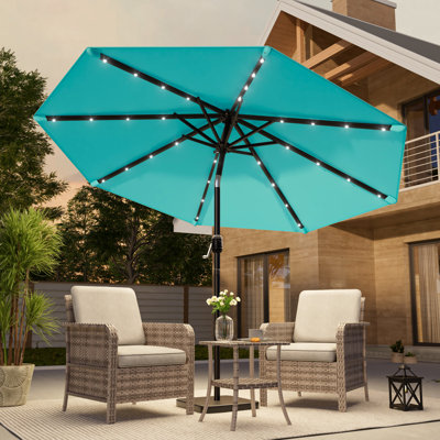Market Umbrella with Solar Lights, Table Umbrella for Patio