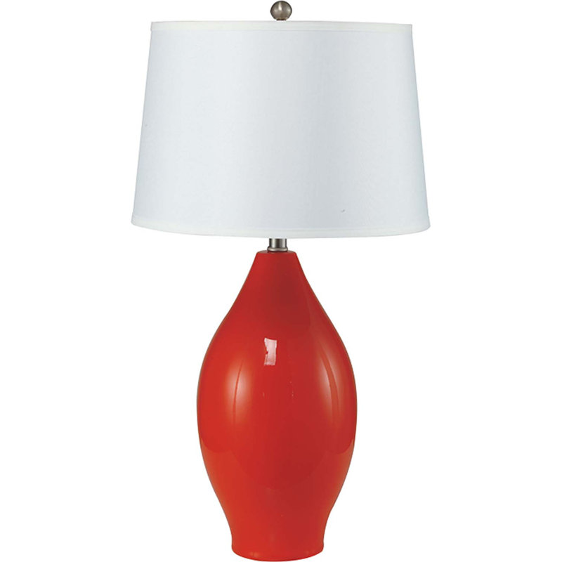 28"H RED LEMON SHAPE CERAMIC TABLE LAMP
