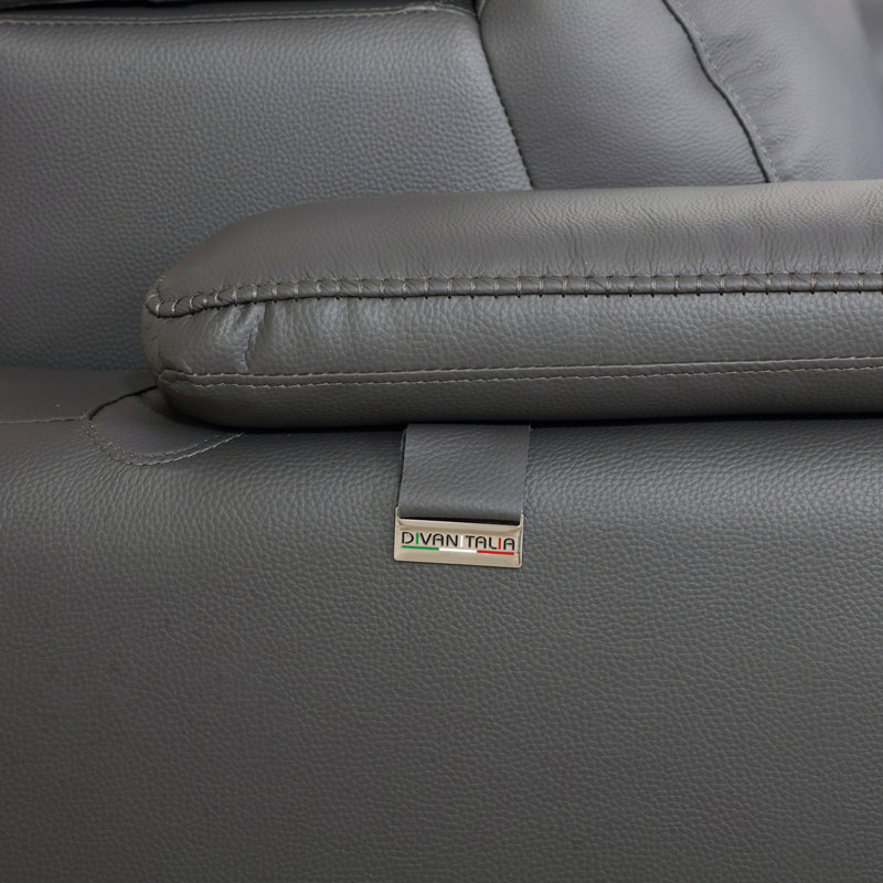 Chaise en cuir italien à grain supérieur, Gris foncé