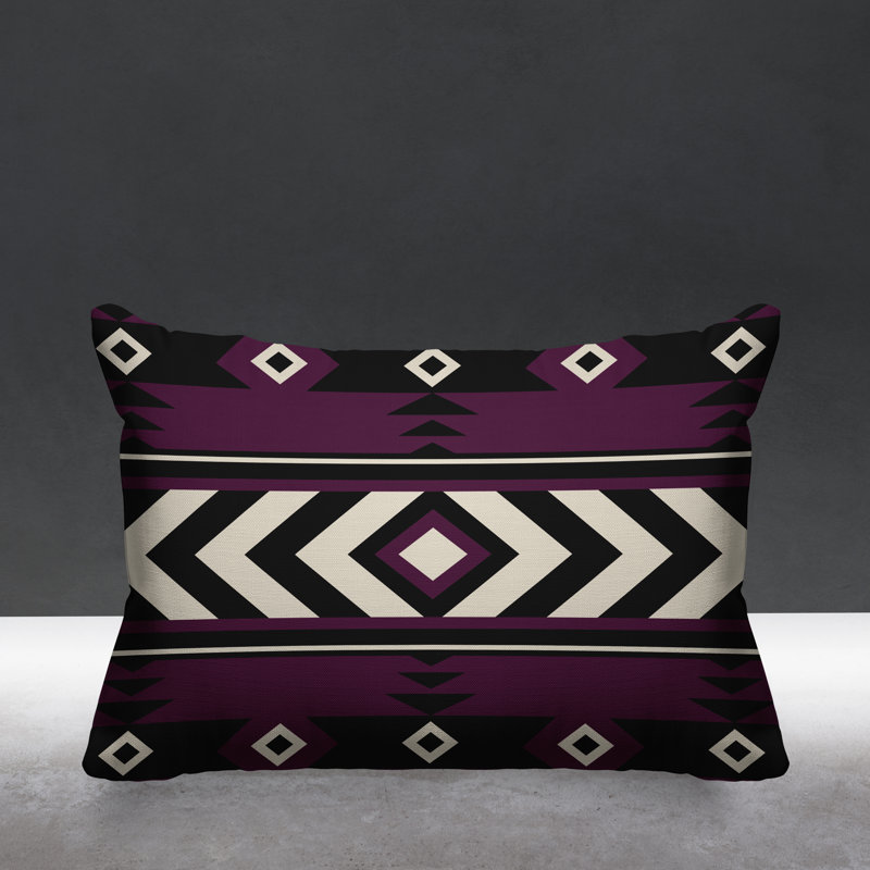 Coussin intérieur / extérieur Fika Southwestern, Mauve