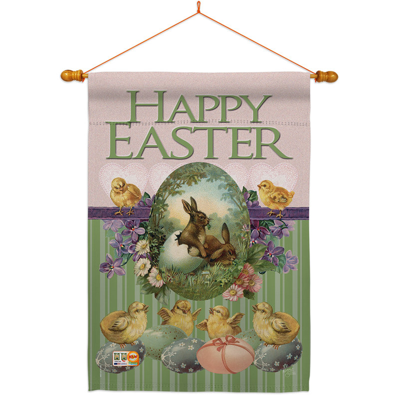 Ensemble de drapeaux en polyester 40 po x 28 po Bunny with Chicks