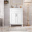 Meuble-lavabo 24 po avec lavabo supérieur, armoire de rangement moderne avec 2 portes à fermeture douce et tablette réglable, structure en bois massif-221189031