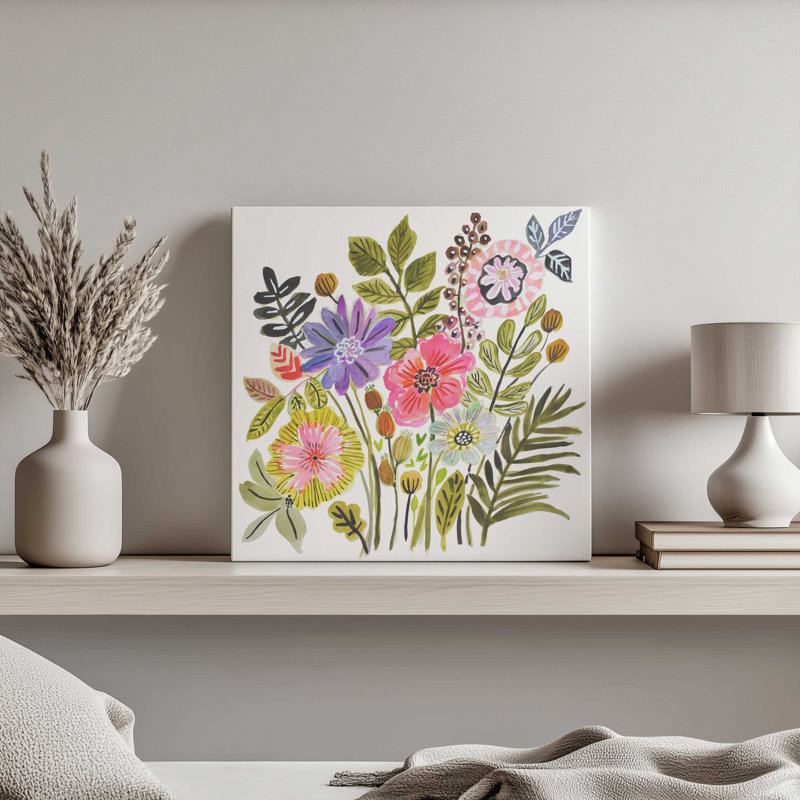 «Colorful Floral Bouquet II» par Karen Fields, reproduction d'art sur toile, H 20 po x l 20 po