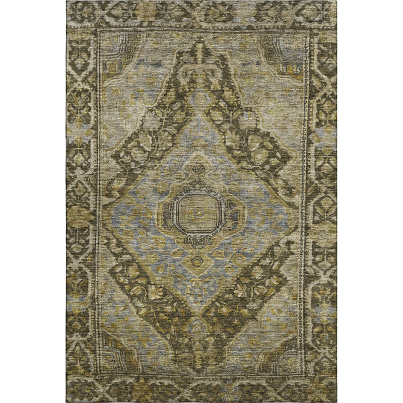 Premium Machine Washable Lubbers AMF1761 Border Rug, Rectangle 2'6" x 3'10"