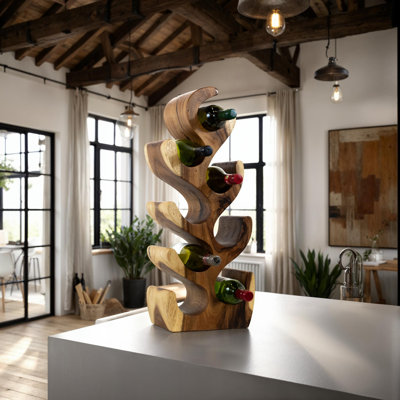 Burruss Solid Wood Tabletop Wine Bottle Rack Brown