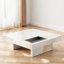 Table basse avec motif imitation marbre, centre de table compact en MDF blanc pur 31,4 pouces