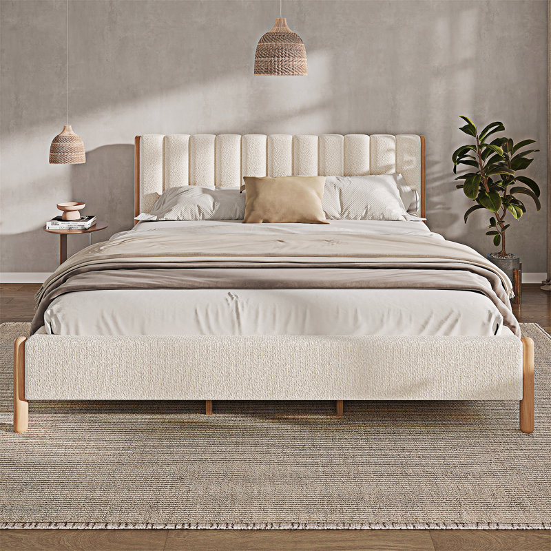 Upholstered Bed Frame With Headboard, King