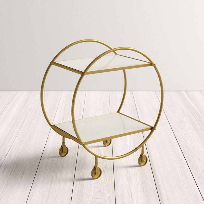 Metal Bar Cart, Gold/White