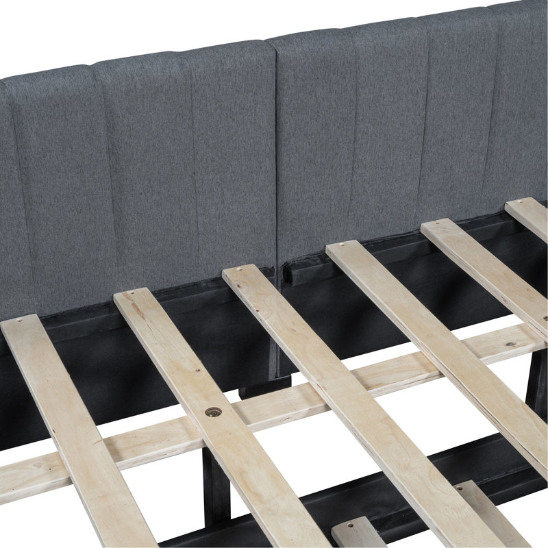 Lit de jour d'intérieur rembourré avec couchette, H 27,58 po x l 78,88 po x P 57,88 po, Gris