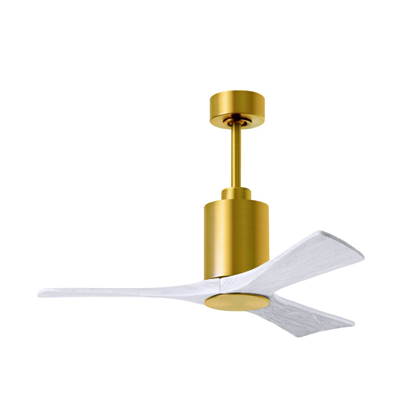 Patricia LED Downrod Ceiling Fan, Matte White, Brushed Brass, 42"