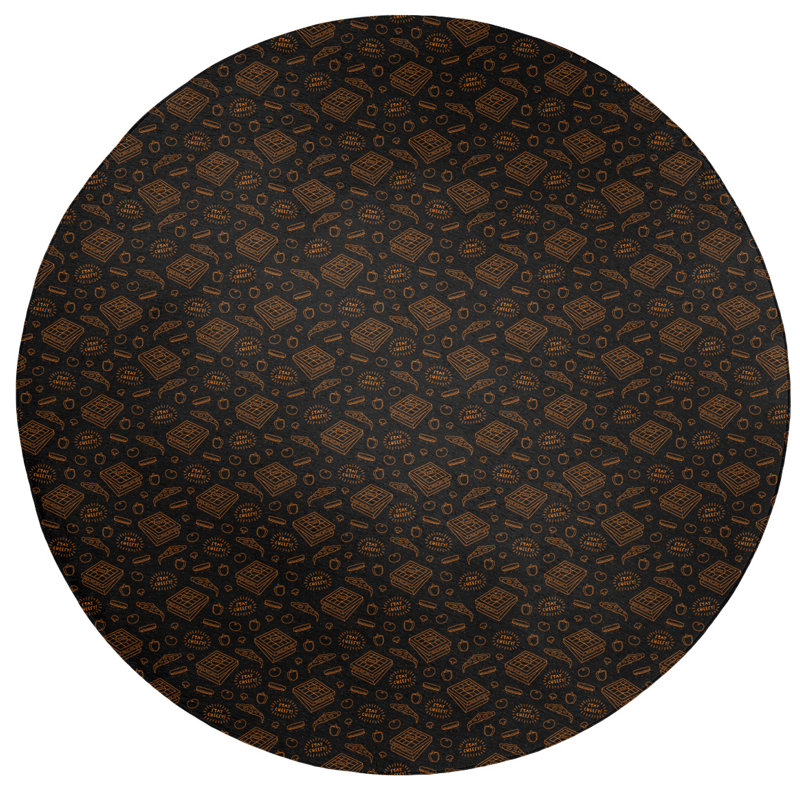 Tapis noir/brun à pizza classique, Rond 5 pi