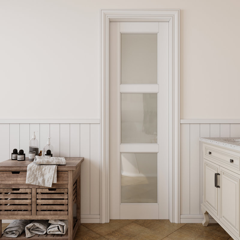 Porte de garde-robe coulissante en verre givré 3-Lite, 24 po x 80 po