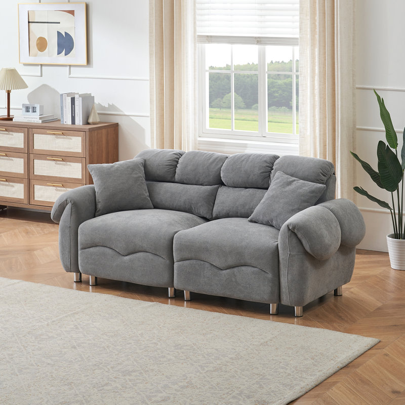 Legary 78'' Velvet Sofa, Gray Velvet, 39.8" H x 78" W x 25" D