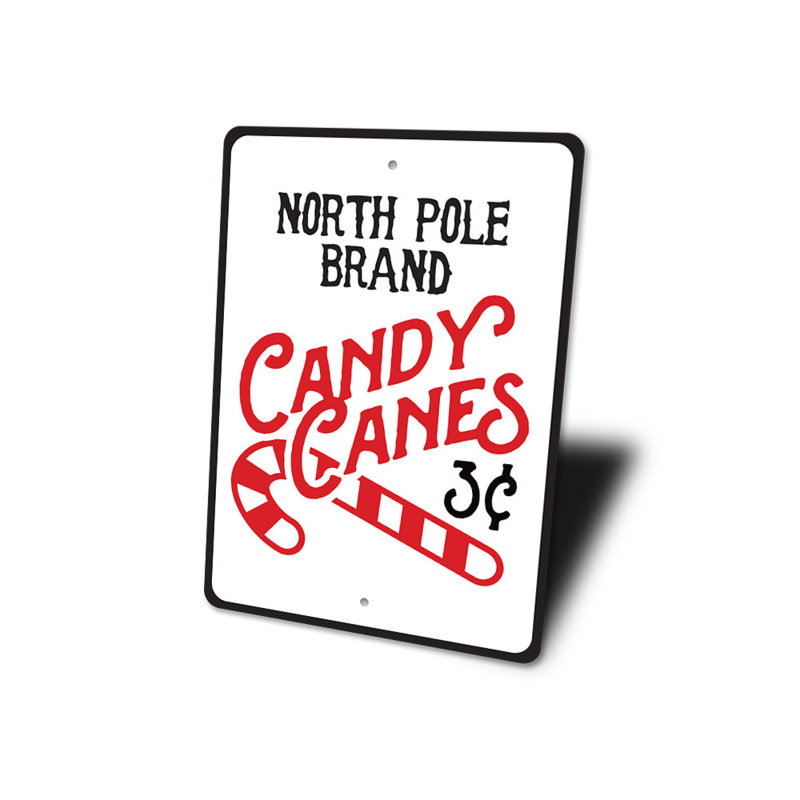 Panneau en aluminium «North Pole Candy Canes», H 18 po x l 12 po x P 0,06 po
