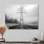 Lignes électriques monochromes d'hiver gris Aura Power Lines - Power Lines Wall Art Living Room