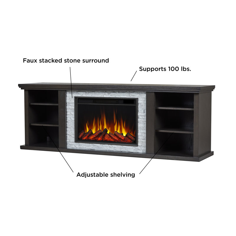 Kenai 72" Slim TV Stand with Electric Fireplace by Real Flame