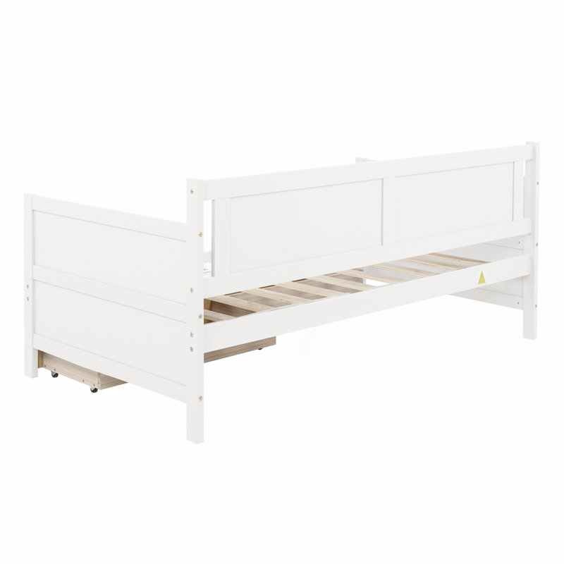 Twin Size Pine Wood Daybed With Two Storage Drawers ,White, White
