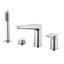 Robinet de baignoire 4 trous à fixation sur le comptoir avec douche à main Robinet de baignoire à poignée simple Robinet de baignoire en laiton avec valve-122473959