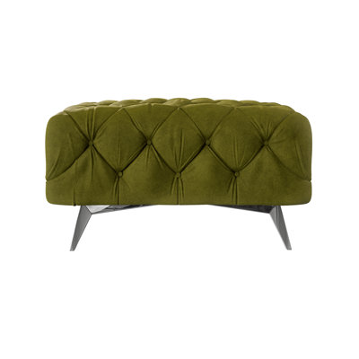 Chesterfield Footstool Bixby with Silver Metal Legs